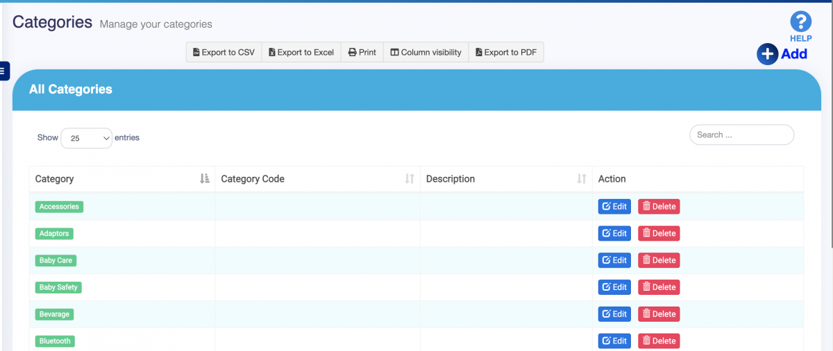 Adding Category Screenshot