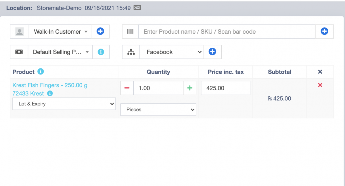 Add Product on POS Screen