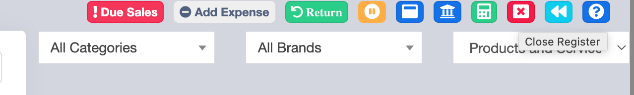 Close register on POS screen
