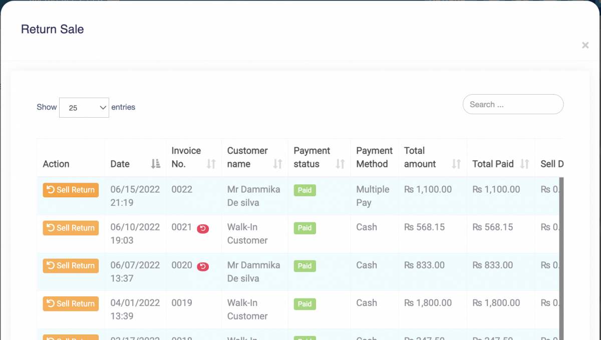 Return Sale Method Screenshot