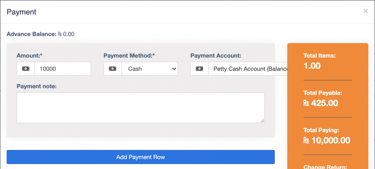 Add Cash Amount