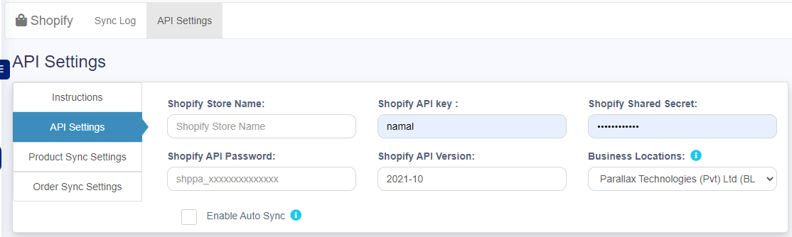 API Settings