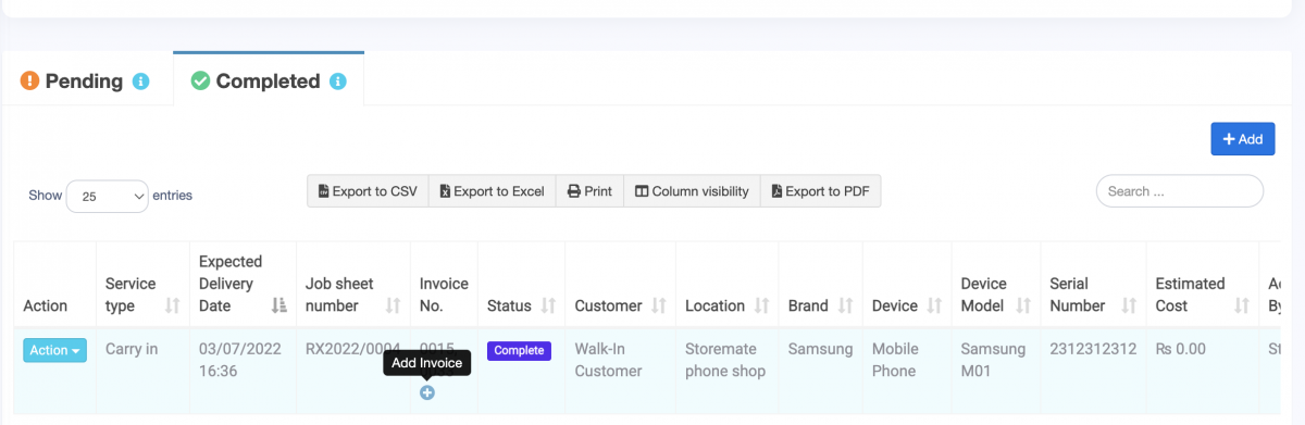 Add Invoice